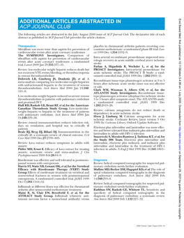 Additional Articles Abstracted in Acp Journal Club