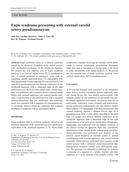 Eagle Syndrome Presenting with External Carotid Artery Pseudoaneurysm