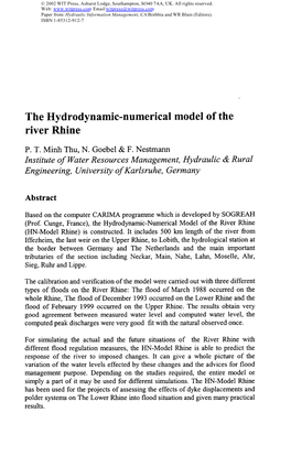 The Hydrodynamic-Numerical Model of the River Rhine