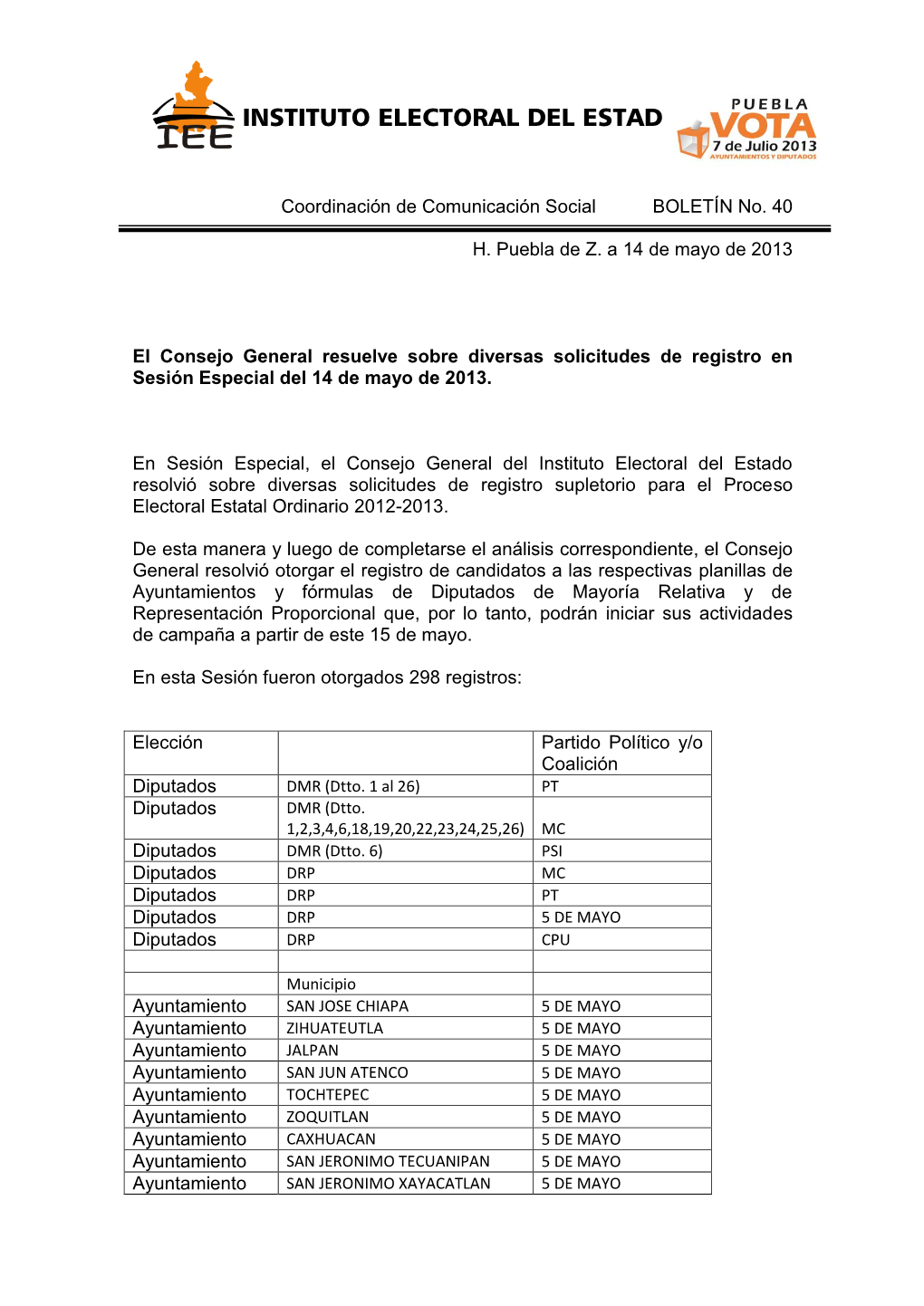 Boletin Comunicacion Social