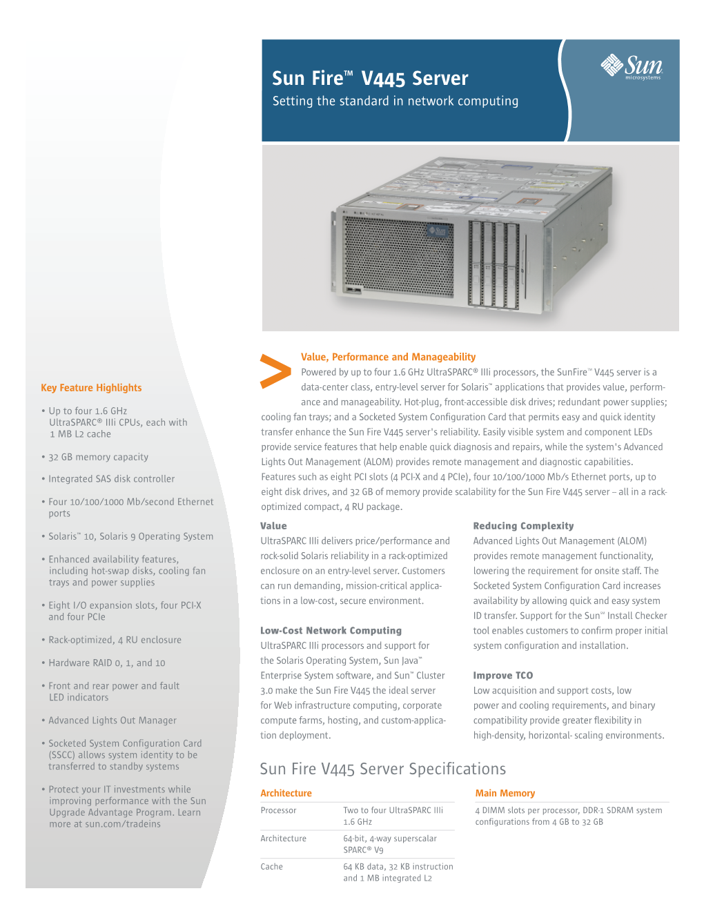 Sun Fire V445 Server Datasheet