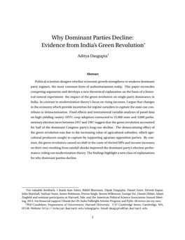 Why Dominant Parties Decline: Evidence from India's Green