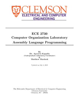 ECE 2730 Computer Organization Laboratory Assembly Language Programming