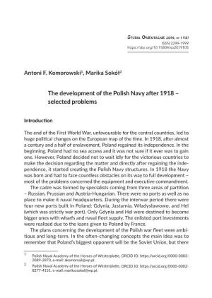 The Development of the Polish Navy After 1918 – Selected Problems