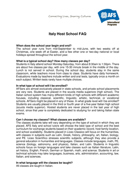 Italy Host School FAQ