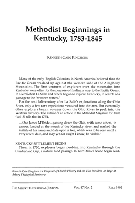 Methodist Beginnings in Kentucky, 1783-1845