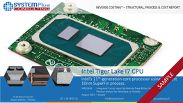 Intel Tiger Lake I7 CPU| Sample 1 Table of Contents