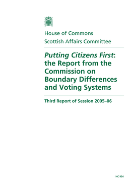 Putting Citizens First: the Report from the Commission on Boundary Differences and Voting Systems