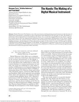 The Hands: the Making of a Digital Musical Instrument