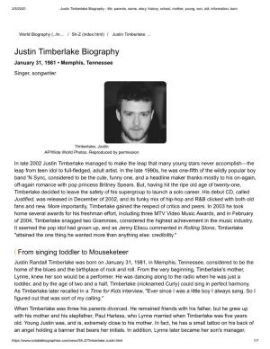 Justin Timberlake Biography - Life, Parents, Name, Story, History, School, Mother, Young, Son, Old, Information, Born