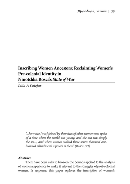 Reclaiming Women's Pre-Colonial Identity in Ninotchka Rosca's State