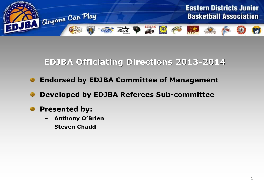 EDJBA Officiating Directions 2013-2014