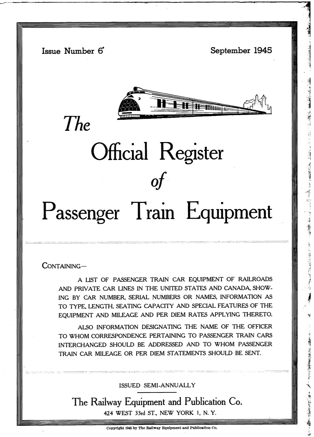 Official Register Passenger Train Equipment