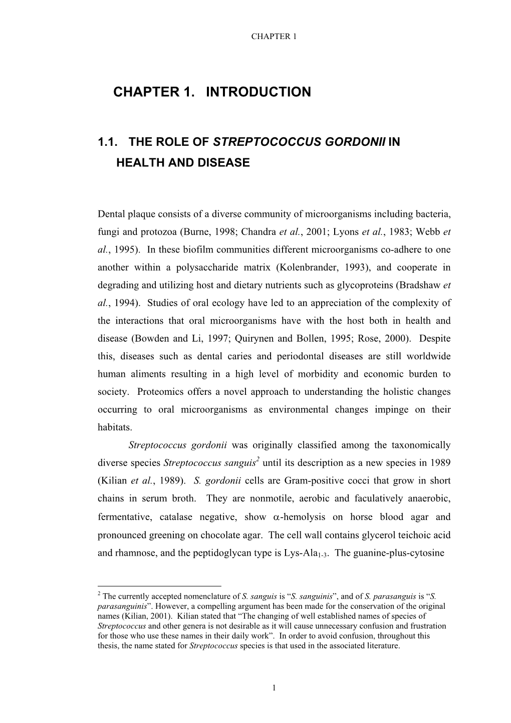 Mapping the Proteome of Streptococcus Gordonii