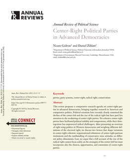 Center-Right Political Parties in Advanced Democracies" (With Noam Gidron)