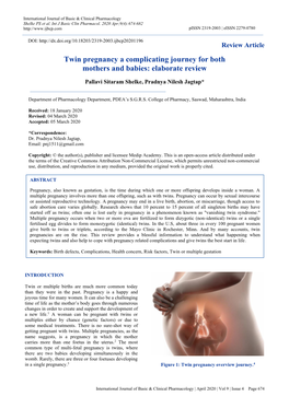 Twin Pregnancy a Complicating Journey for Both Mothers and Babies: Elaborate Review