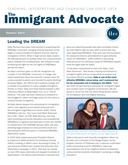 Immigrant Advocate Summer 2014 in This Issue