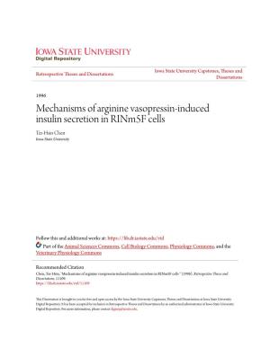 Mechanisms of Arginine Vasopressin-Induced Insulin Secretion in Rinm5f Cells Ter-Hsin Chen Iowa State University