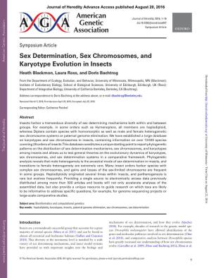 Sex Determination, Sex Chromosomes, and Karyotype Evolution in Insects