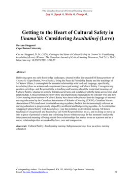 Getting to the Heart of Cultural Safety in Unama'ki