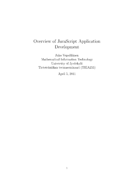 Overview of Javascript Application Development