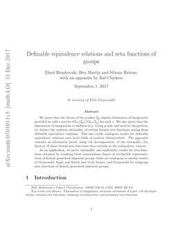 Definable Equivalence Relations and Zeta Functions of Groups