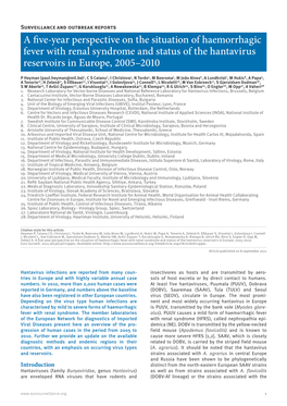 A Five-Year Perspective on the Situation of Haemorrhagic Fever with Renal Syndrome and Status of the Hantavirus Reservoirs in Europe, 2005–2010