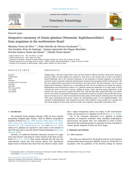 Integrative Taxonomy of Goezia Spinulosa (Nematoda: Raphidascarididae) MARK from Arapaimas in the Northwestern Brazil