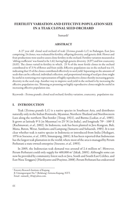 Fertility Variation and Effective Population Size in a Teak Clonal Seed Orchard