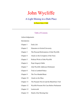 John Wycliffe a Light Shining in a Dark Place