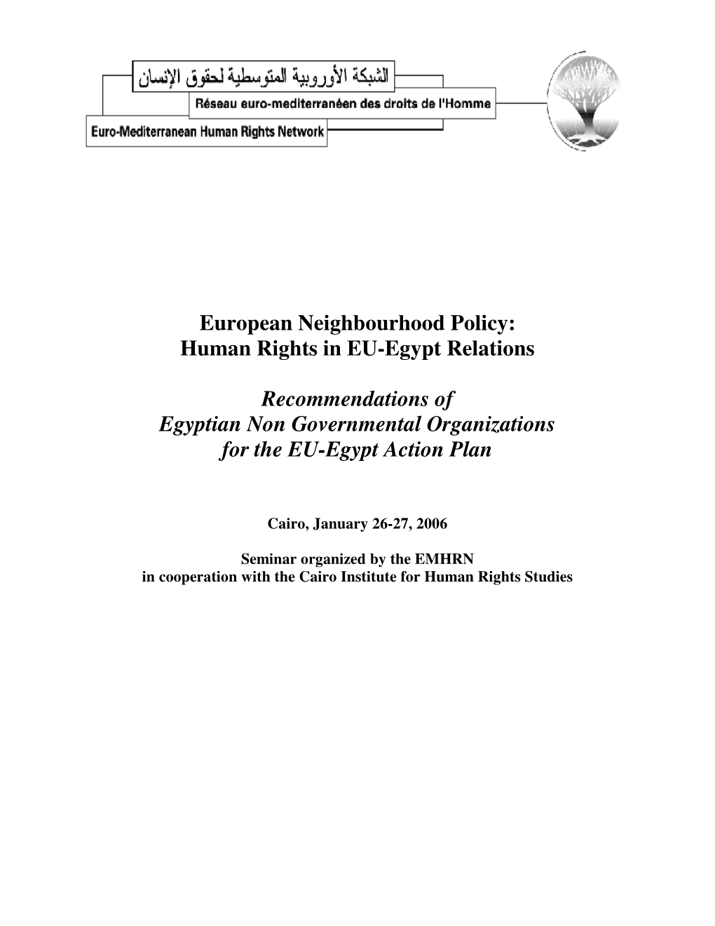 European Neighbourhood Policy: Human Rights in EU-Egypt Relations