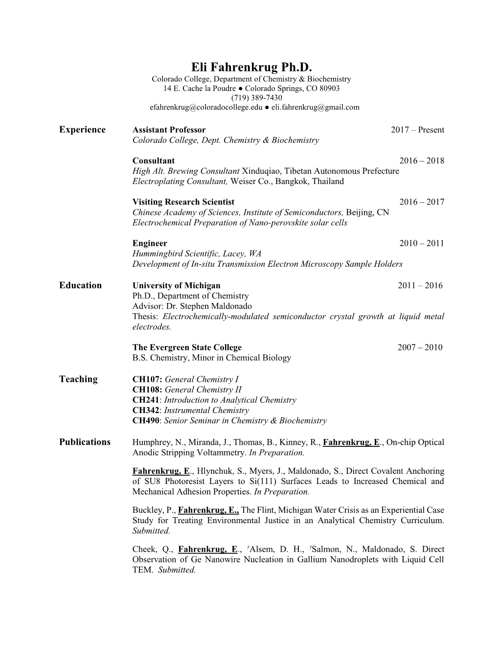 Eli Fahrenkrug's CV