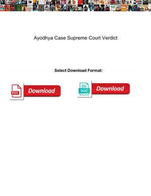 Ayodhya Case Supreme Court Verdict