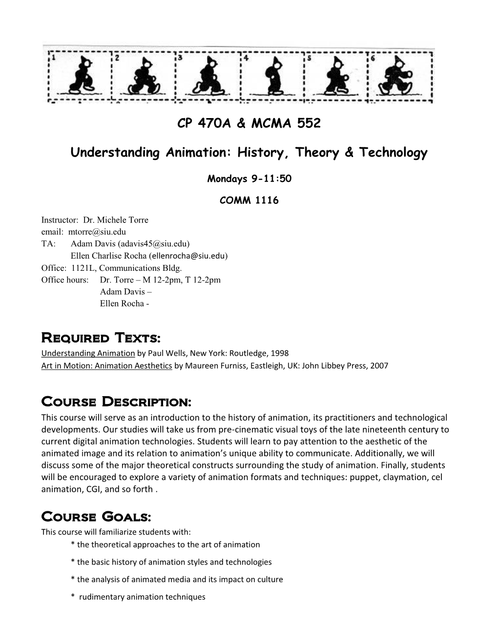 CP 470A & MCMA 552 Understanding Animation