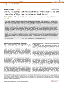 Policy, Toxicology and Physicochemical Considerations on the Inhalation of High Concentrations of Food Flavour