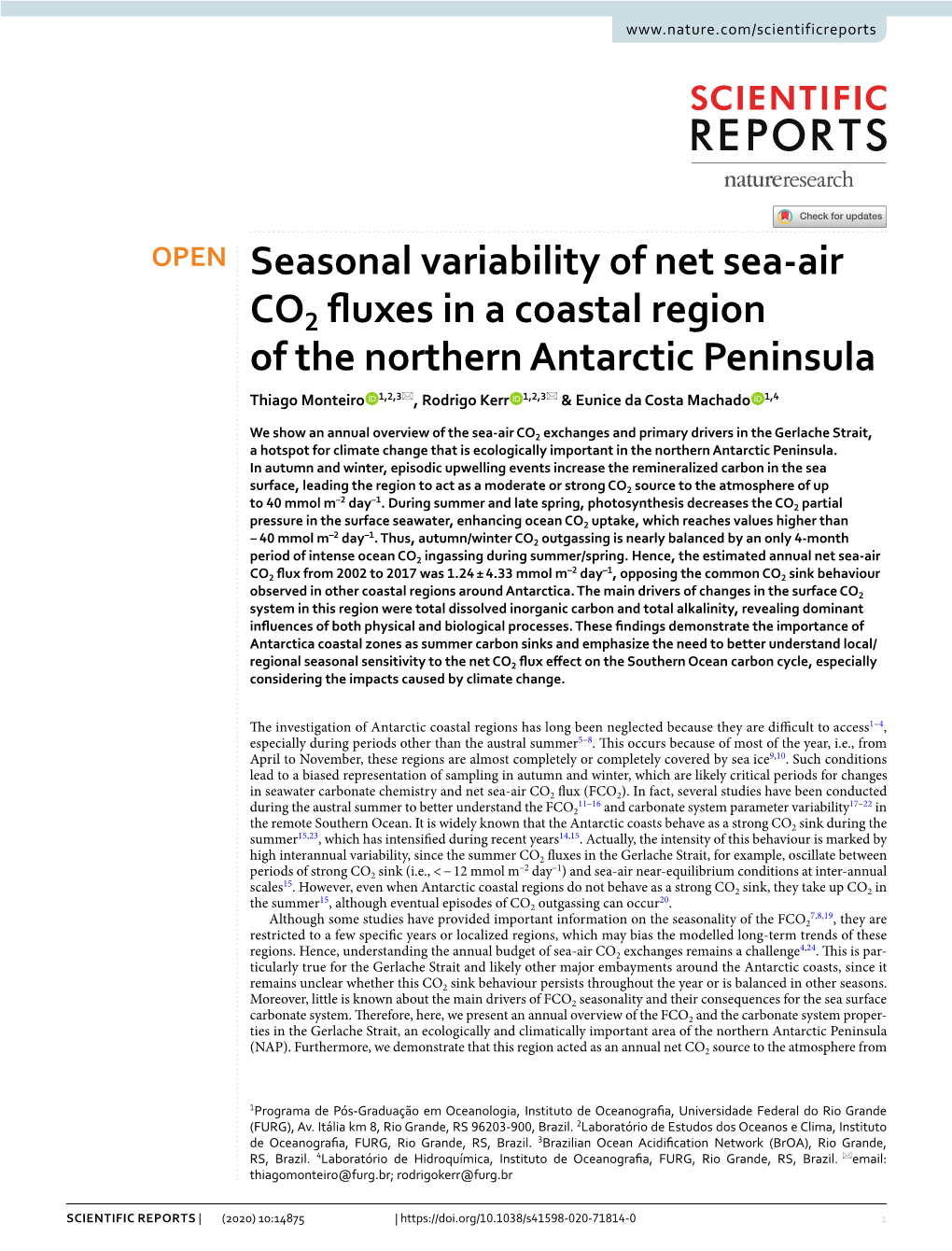 Seasonal Variability of Net Sea-Air CO2 Fluxes in a Coastal Region of the Northern Antarctic Peninsula