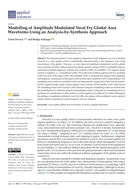 Modelling of Amplitude Modulated Vocal Fry Glottal Area Waveforms Using an Analysis-By-Synthesis Approach