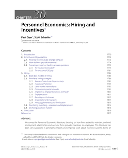 Chapter 20 – Personnel Economics: Hiring and Incentives