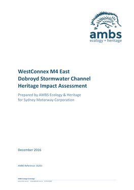 Westconnex M4 East Dobroyd Stormwater Channel Heritage Impact Assessment
