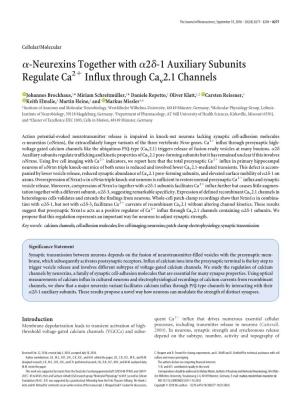Α-Neurexins Together Withα2δ-1 Auxiliary Subunits Regulate Ca