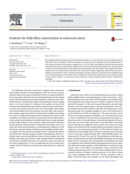 Evidence for Field Effect Cancerization in Colorectal Cancer