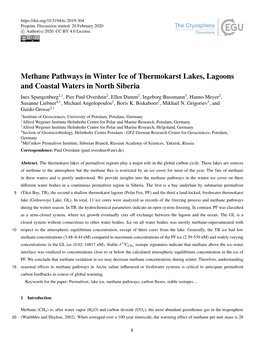 Methane Pathways in Winter Ice of Thermokarst Lakes, Lagoons and Coastal Waters in North Siberia