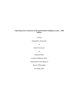 Underlying Factor Structures of the Stanford-Binet Intelligence Scales – Fifth Edition