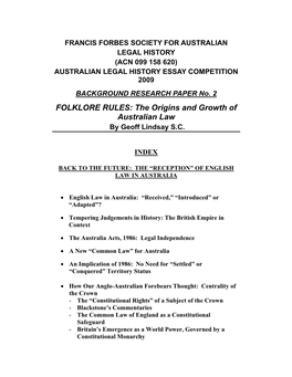 The Origins and Growth of Australian Law by Geoff Lindsay S.C