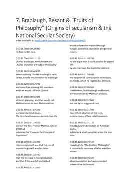 7. Bradlaugh, Besant & “Fruits of Philosophy” (Origins of Secularism & the National Secular Society)