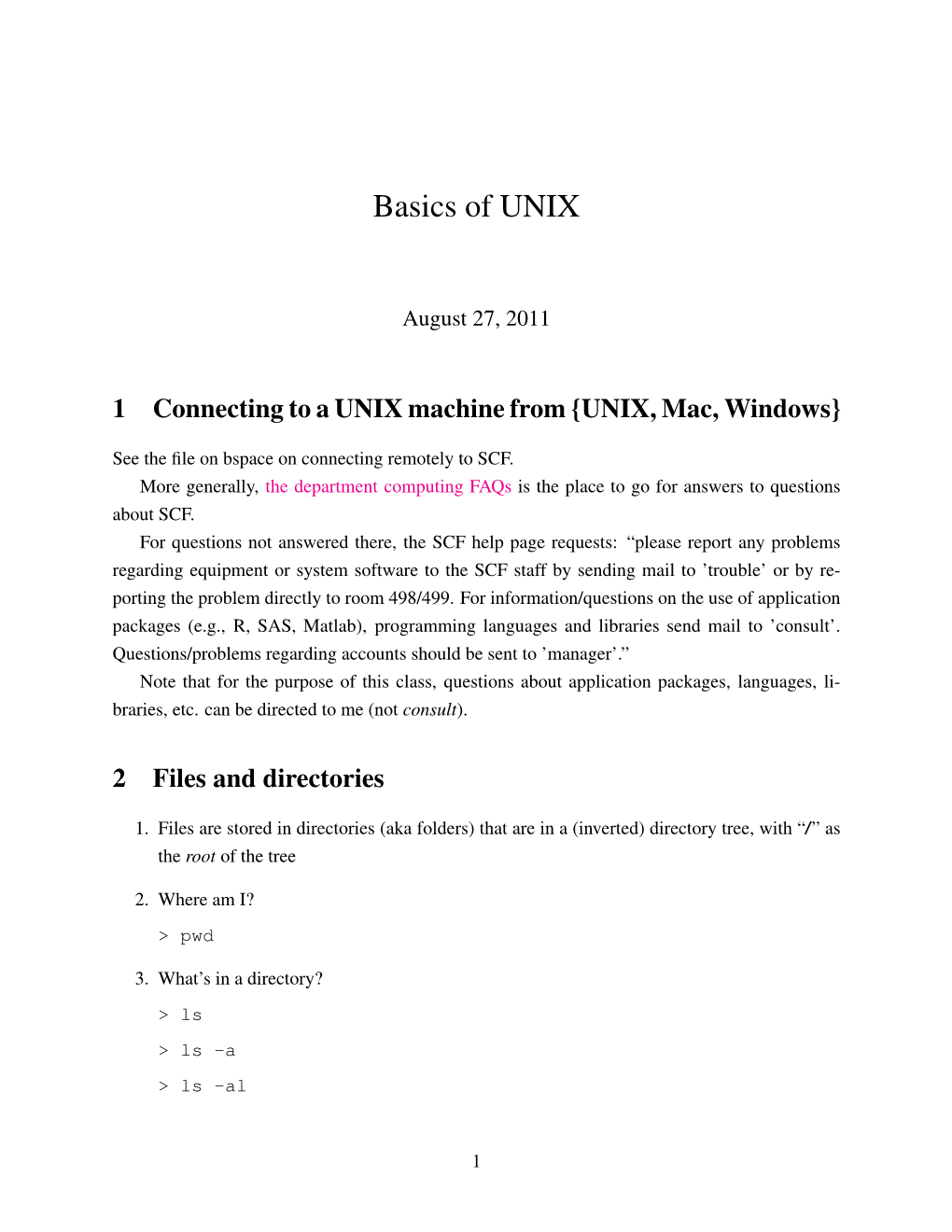 Basics of UNIX