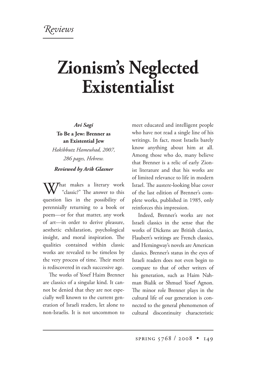 Zionism's Neglected Existentialist