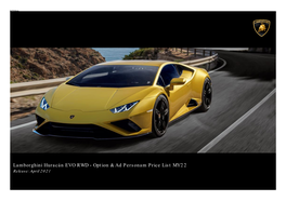 Lamborghini Huracán EVO- Standard Contents