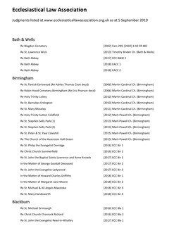 List of Judgments by Diocese