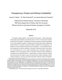 Transparency, Protest and Political (In)Stability∗
